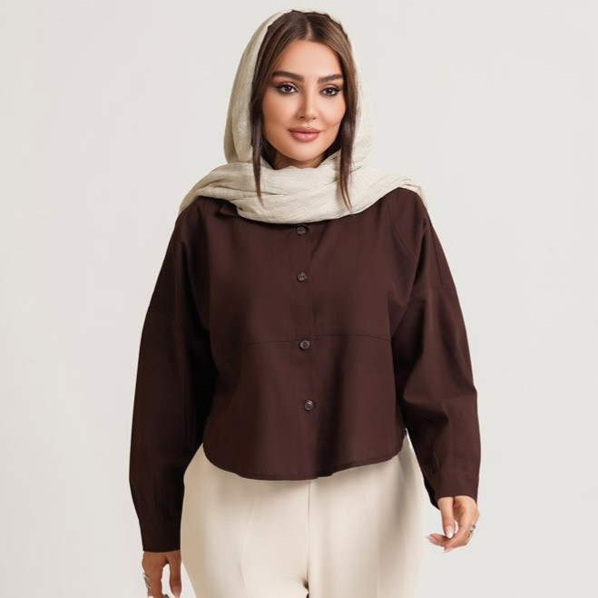 شومیز ژالان باکسی یقه مردانه